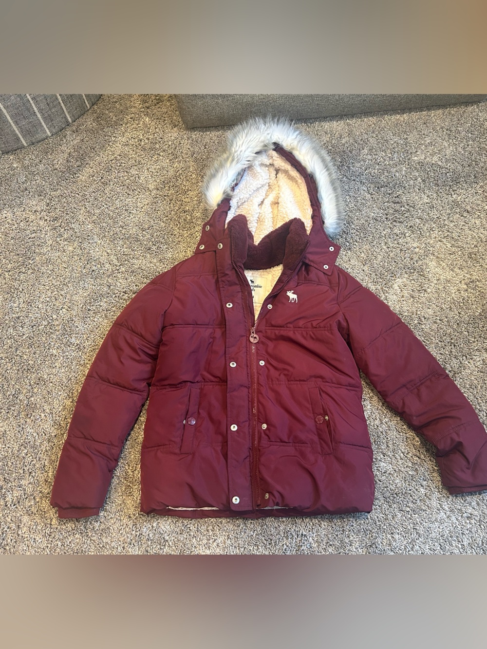Abercrombie kids 13/14 girls puffer coat fur hood